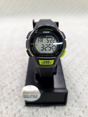 Casio Black Digital Watch with Neon Green Accents